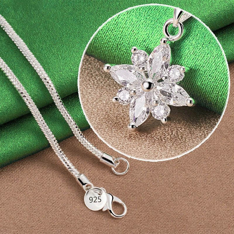 Genuine 925 sterling silver snowflake necklace.