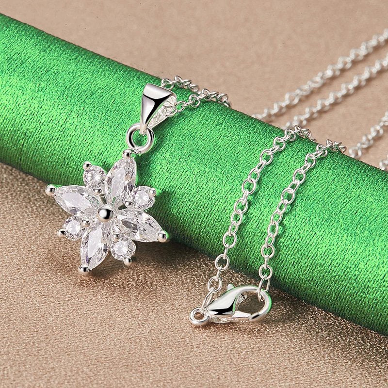 Genuine 925 sterling silver snowflake necklace.