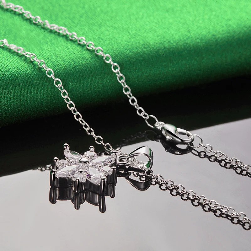 Genuine 925 sterling silver snowflake necklace.