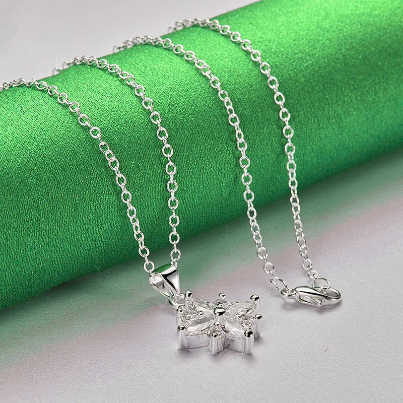 Genuine 925 sterling silver snowflake necklace.