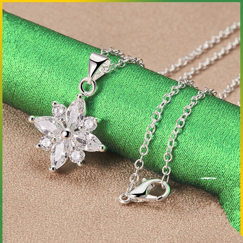 Genuine 925 sterling silver snowflake necklace.