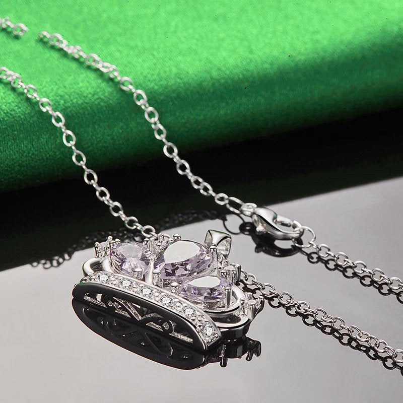 Genuine 925 sterling silver crown necklace.