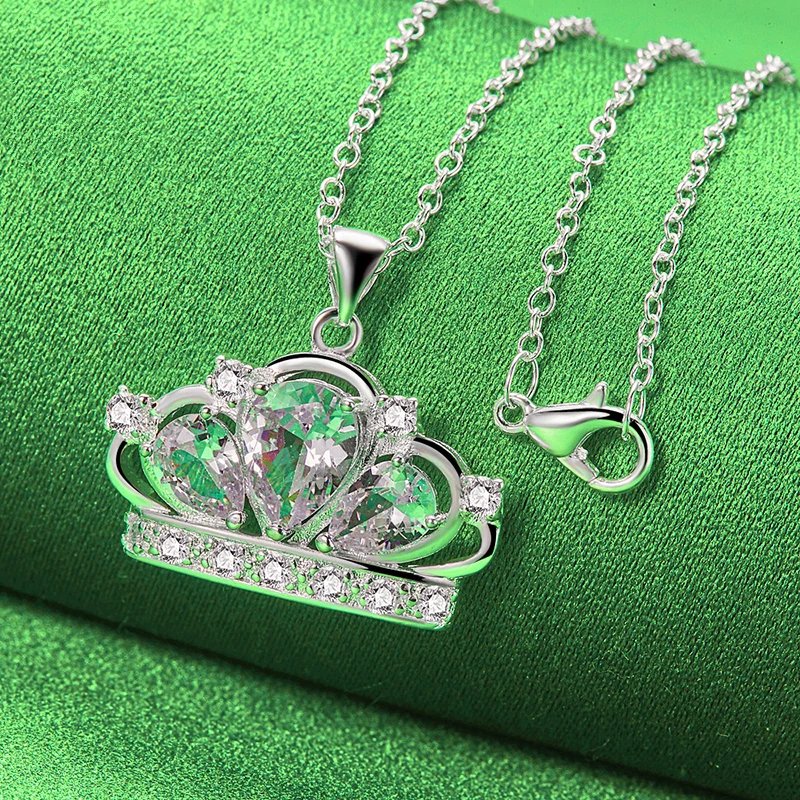 Genuine 925 sterling silver crown necklace.