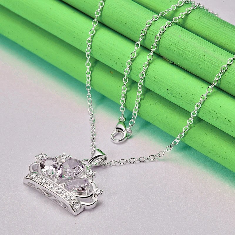 Genuine 925 sterling silver crown necklace.