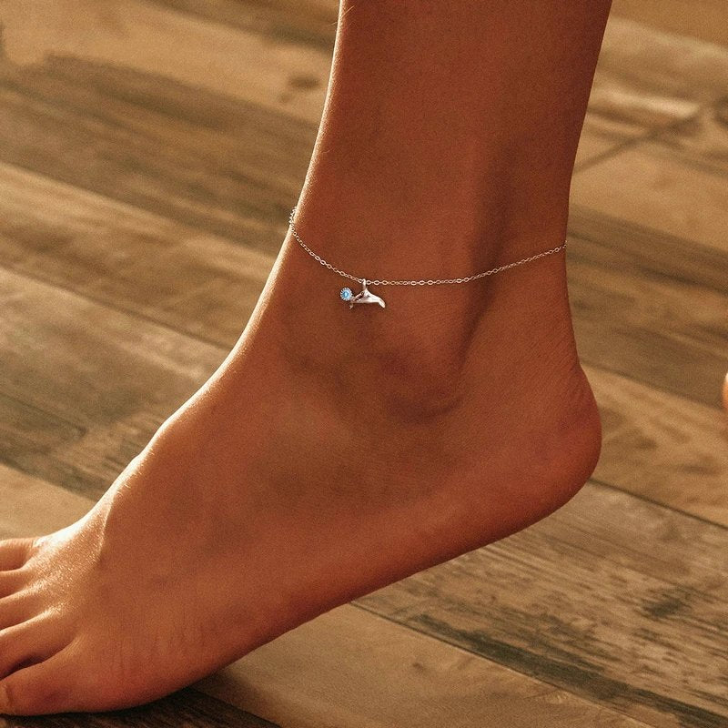 Ocean Blue Mermaid Anklet 925 Sterling Silver. SCT 004.