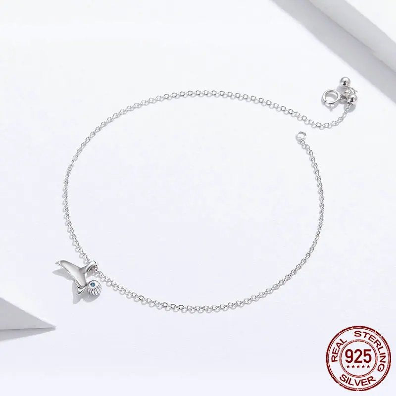 Ocean Blue Mermaid Anklet 925 Sterling Silver. SCT 004.