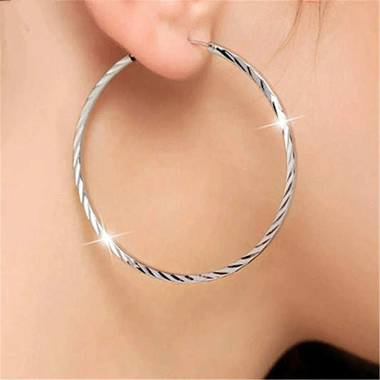 New Pure 925 Sterling Silver Earrings, 5CM/3CM.