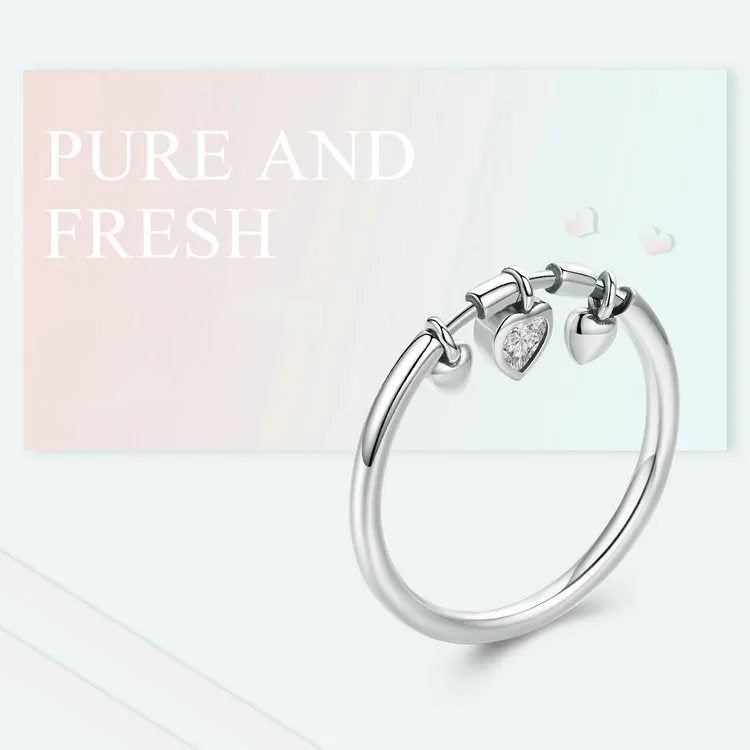 Pure 925 Sterling Silver Heart Ring.