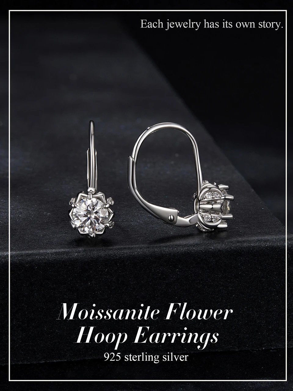 Diamond Flower Ring and Earrings. Genuine 925 Sterling Silver.