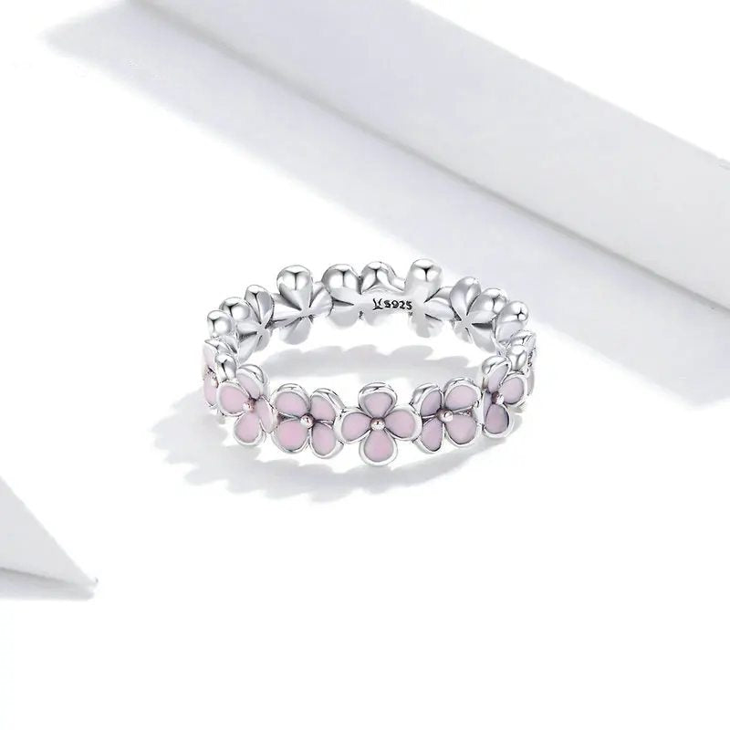 Pure S925 sterling silver Pink Wreath ring.