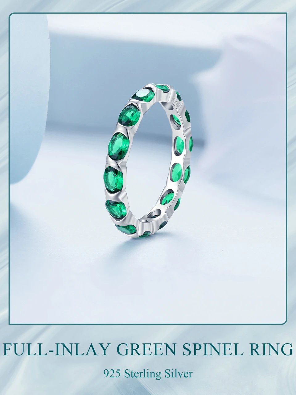 925 Sterling Silver Ring with Dazzling Green Spinel.