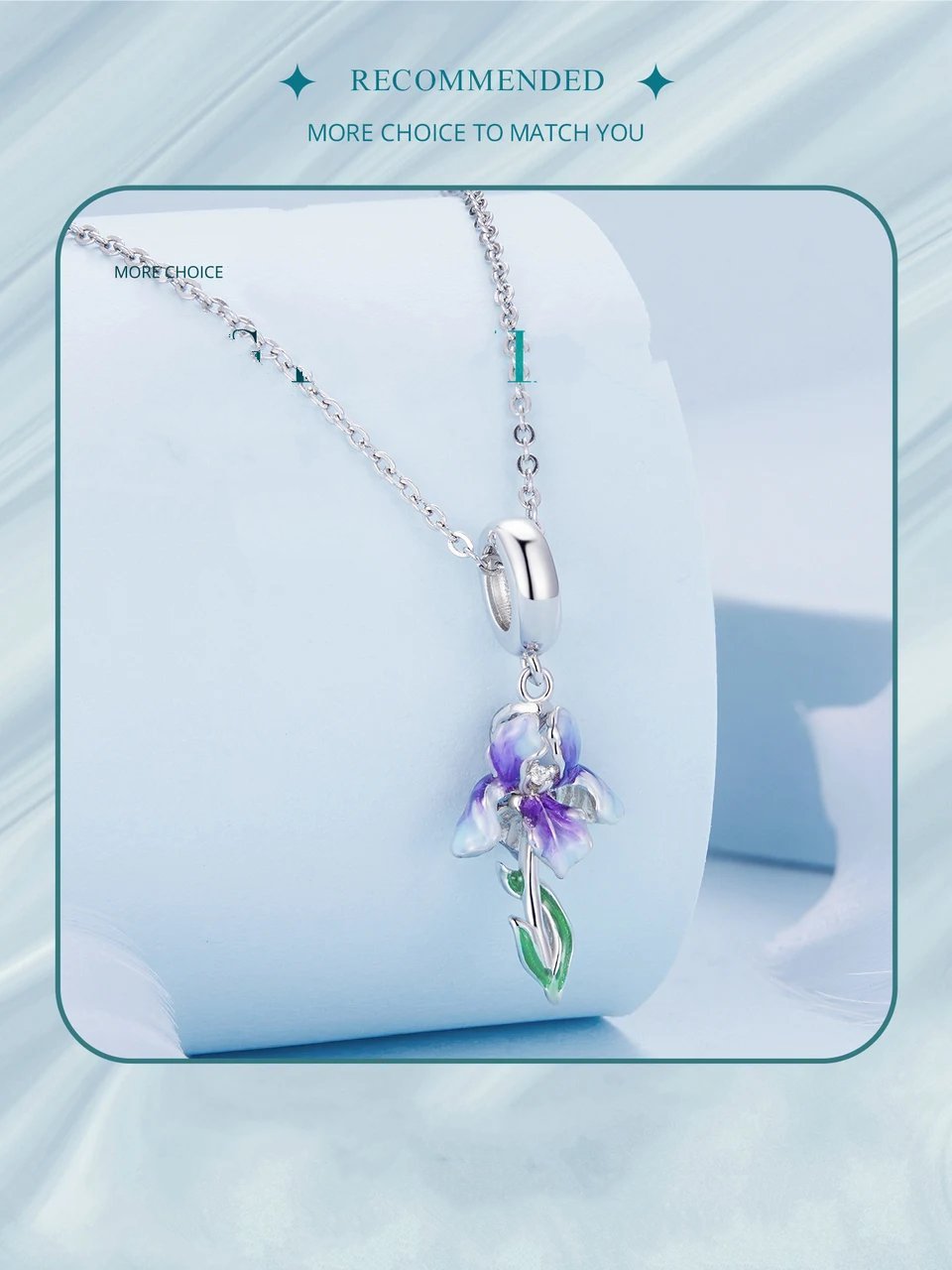 Pure 925 sterling silver necklace. flower pendant.