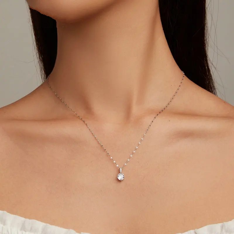 Charming pure 925 sterling silver necklace, fine jewelry.