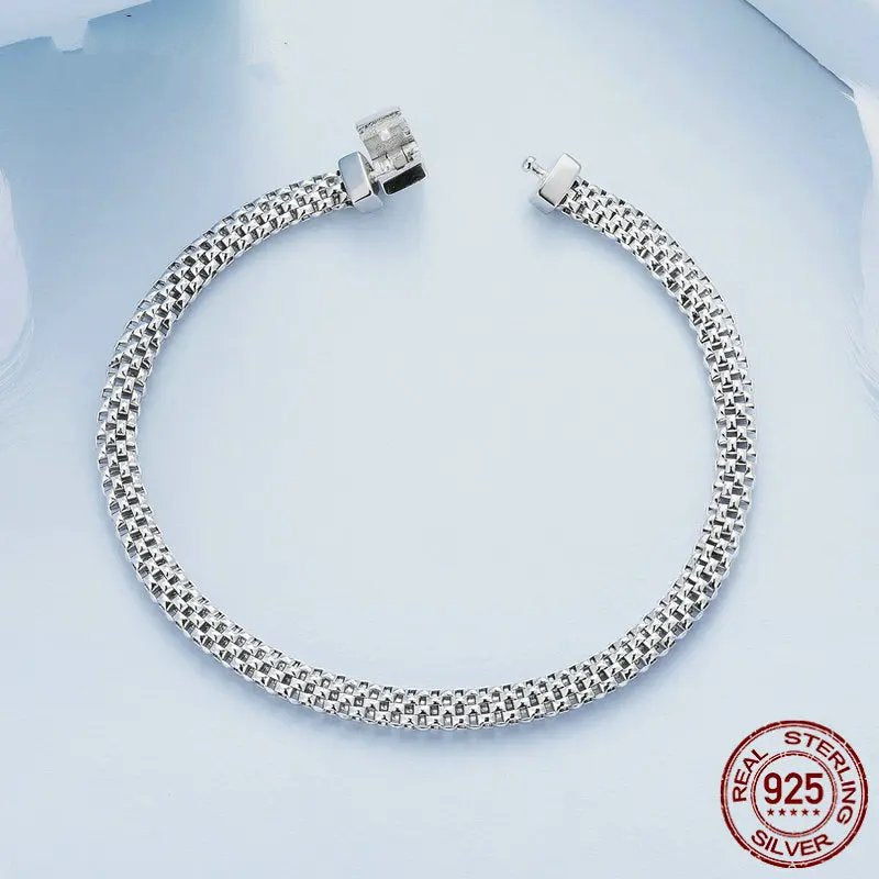 Luxury 925 Sterling Silver Knitted Mesh Bracelets.