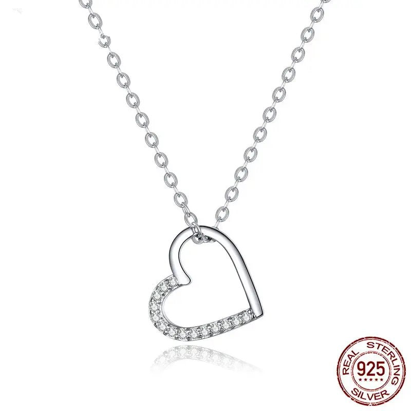 Genuine 925 Sterling Silver Love Necklace, Fine Jewelry.