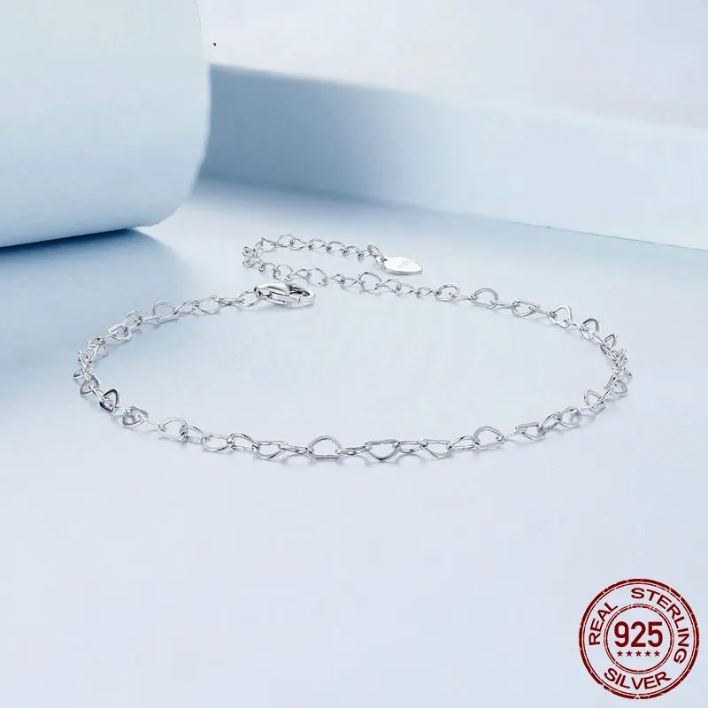 925 Sterling Silver Ankle Chain, Plated, BST007.