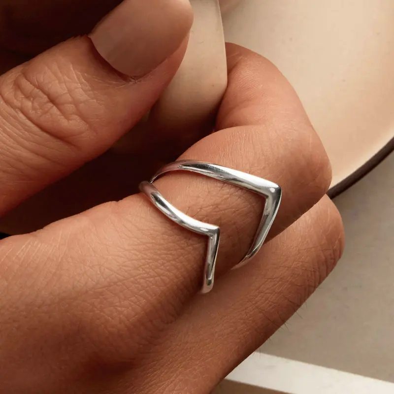 Genuine 925 Sterling Silver Double Heart Ring.