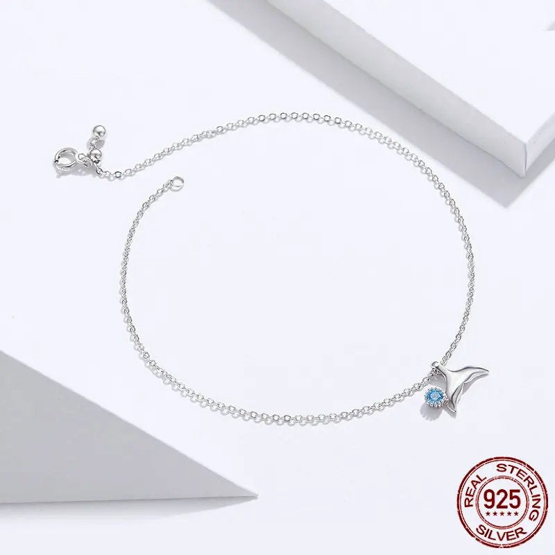 Ocean Blue Mermaid Anklet 925 Sterling Silver. SCT 004.