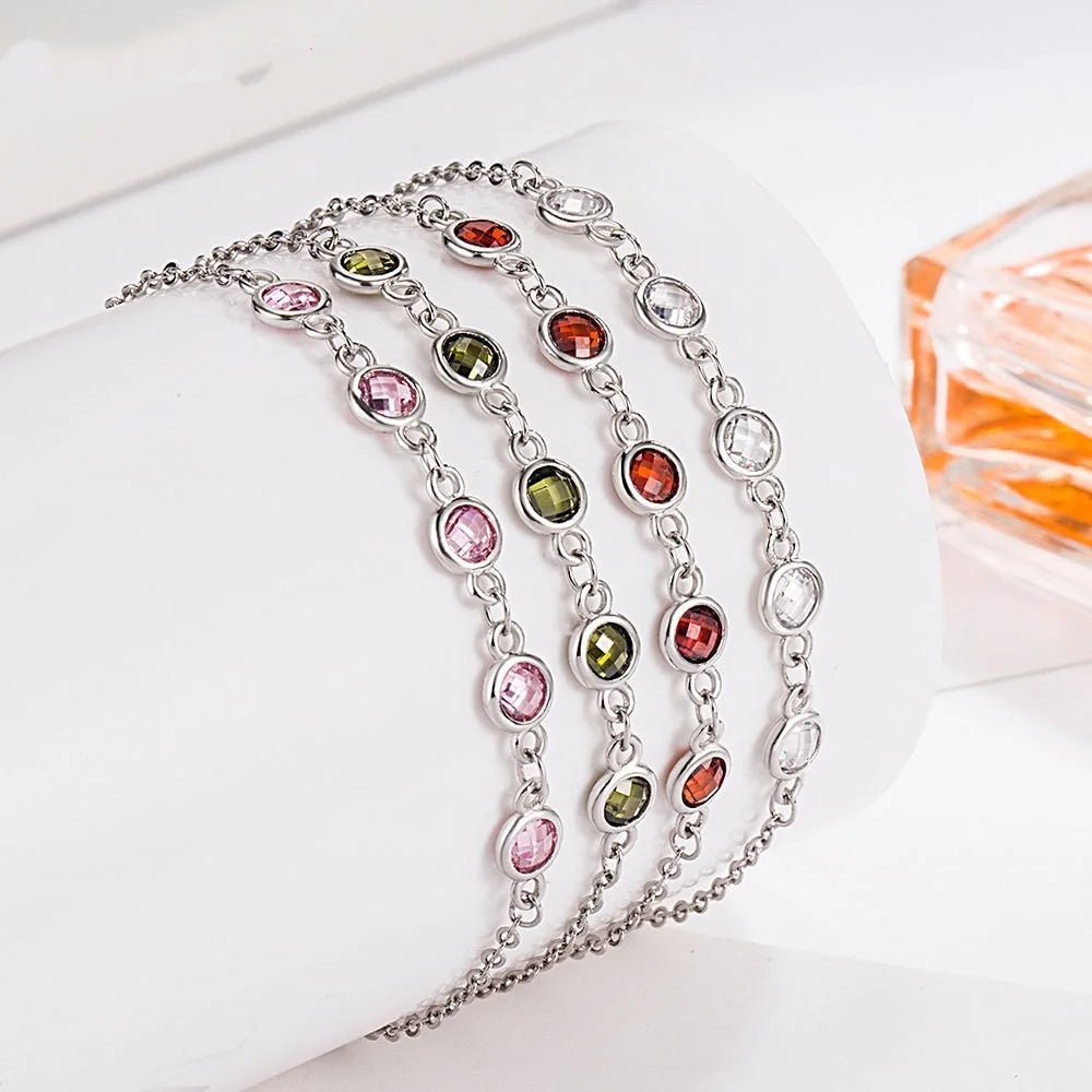 Trendy 925 sterling silver bracelet, shiny cubic zirconia jewelry.