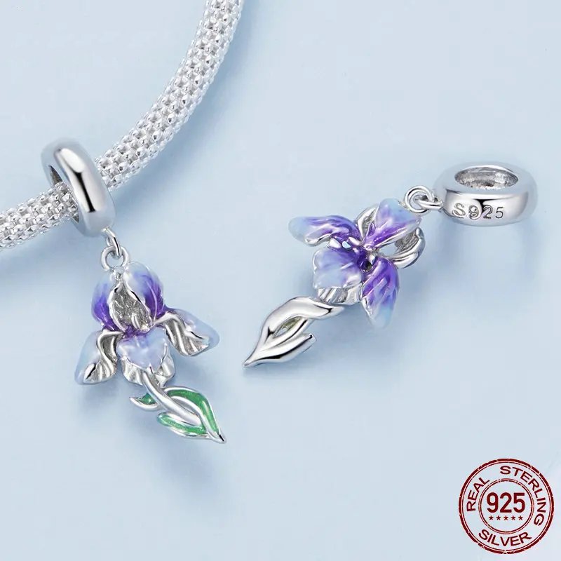 Pure 925 sterling silver necklace. flower pendant.