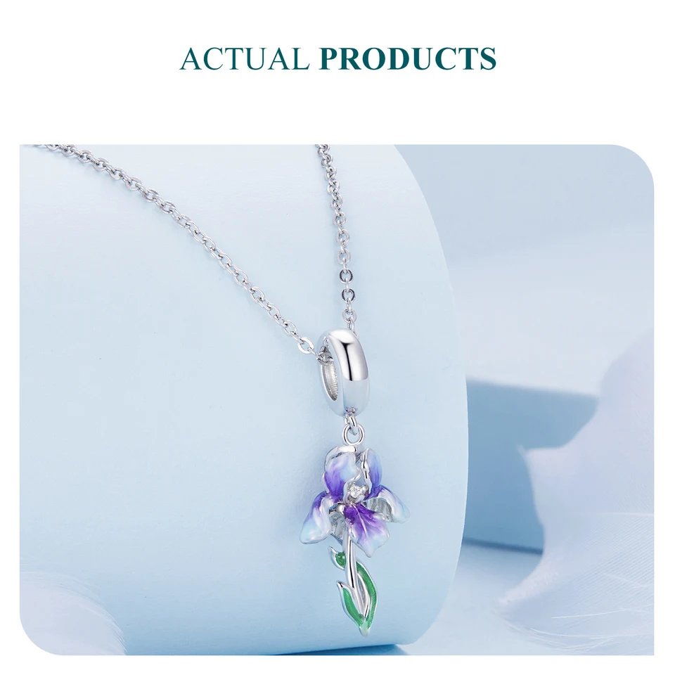 Pure 925 sterling silver necklace. flower pendant.