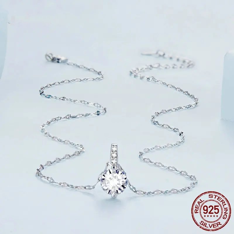 Charming pure 925 sterling silver necklace, fine jewelry.