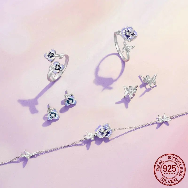 Genuine 925 Sterling Silver Flower Earrings.