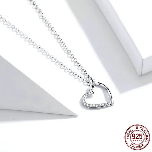 Genuine 925 Sterling Silver Love Necklace, Fine Jewelry.