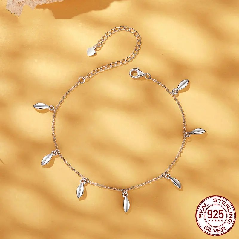 100% Pure 925 Sterling Silver Happiness Leaf Bracelet