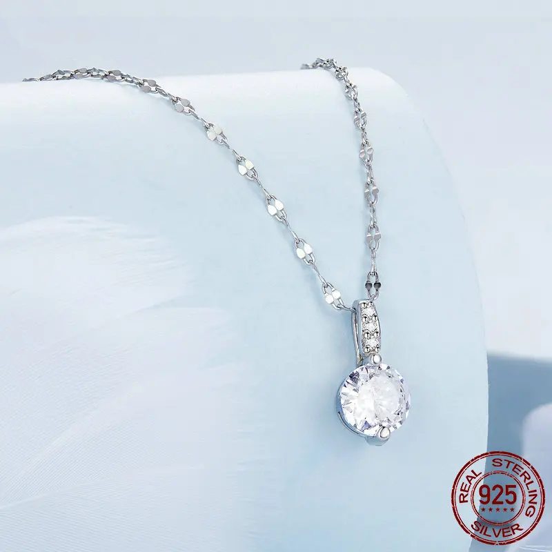 Charming pure 925 sterling silver necklace, fine jewelry.