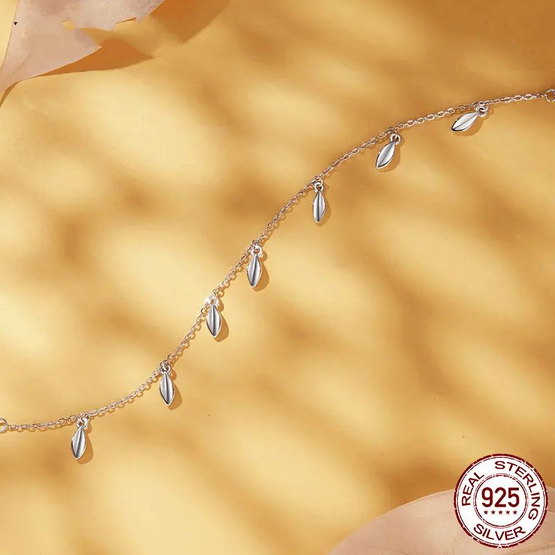 100% Pure 925 Sterling Silver Happiness Leaf Bracelet