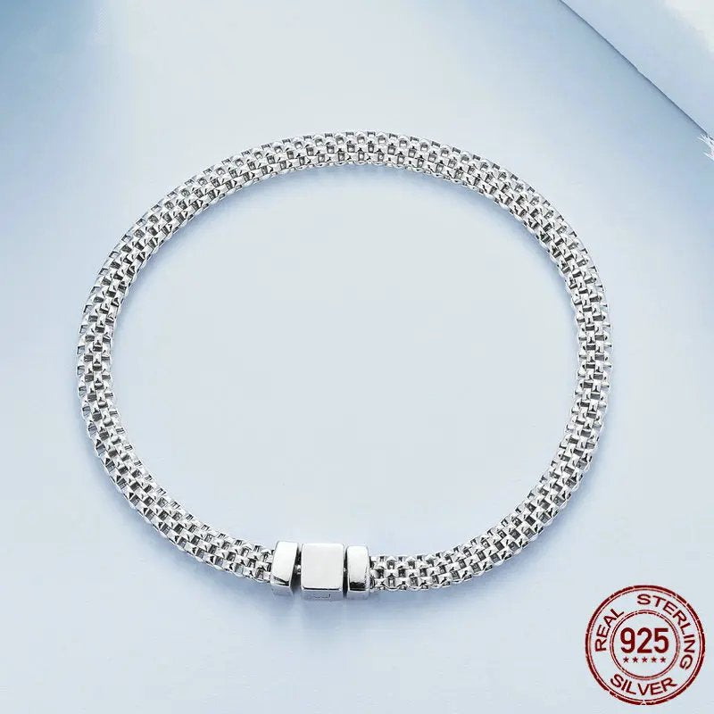 Luxury 925 Sterling Silver Knitted Mesh Bracelets.