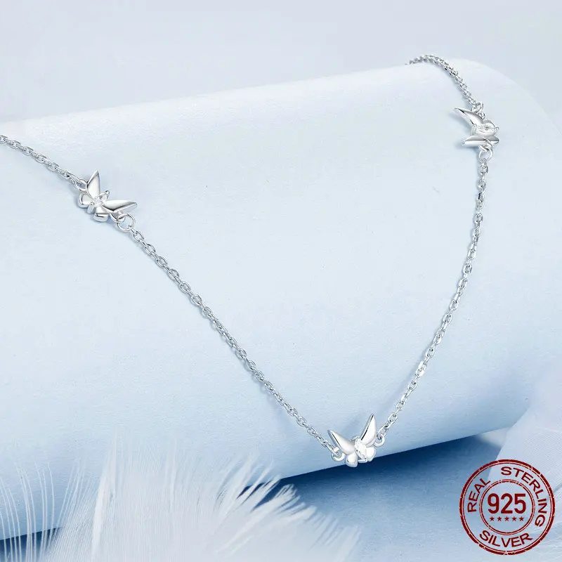 Genuine 925 Sterling Silver Mini Butterfly Necklace.