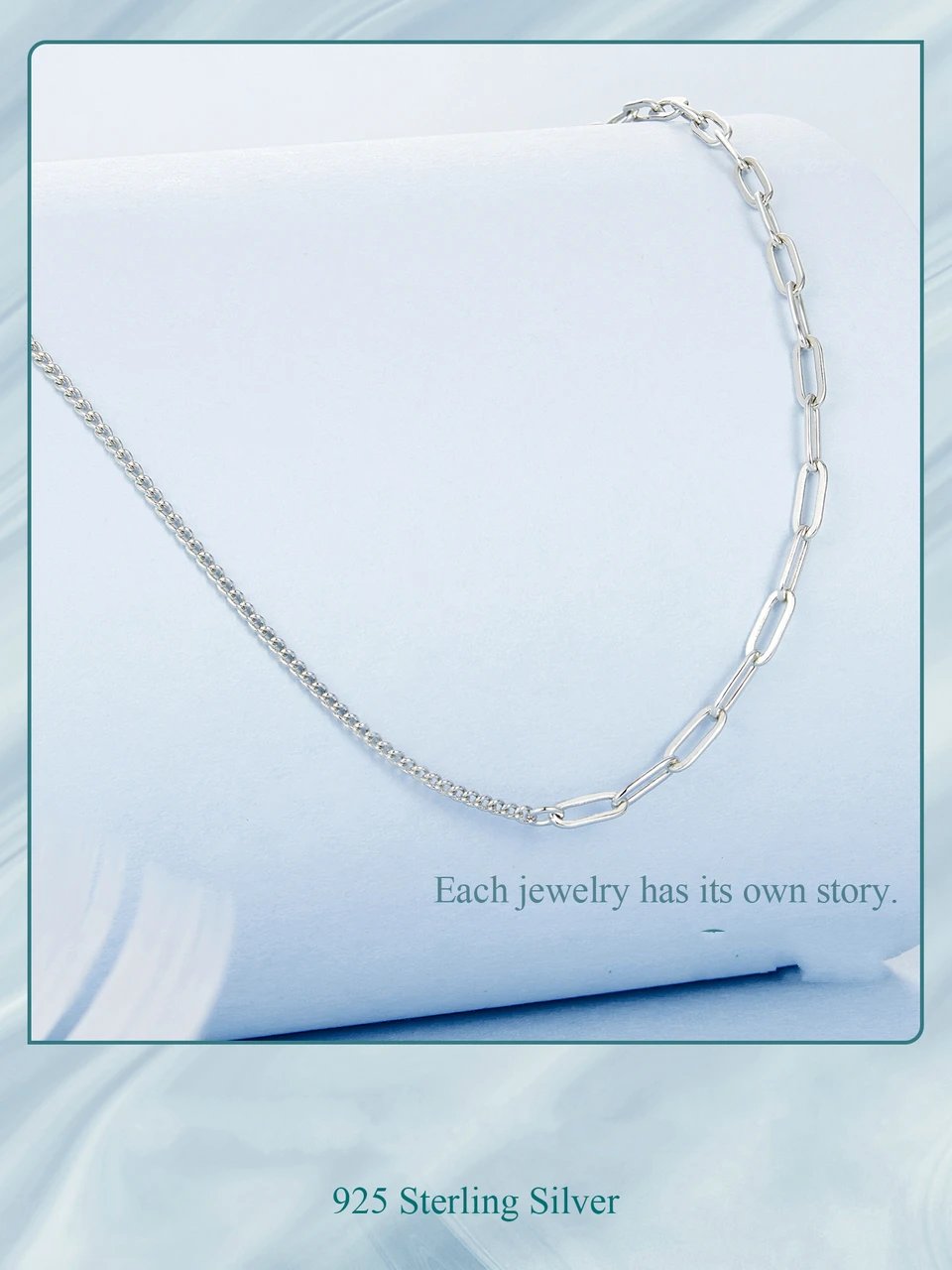 925 sterling silver necklace with white gold plated.