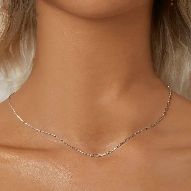 925 sterling silver necklace with white gold plated.