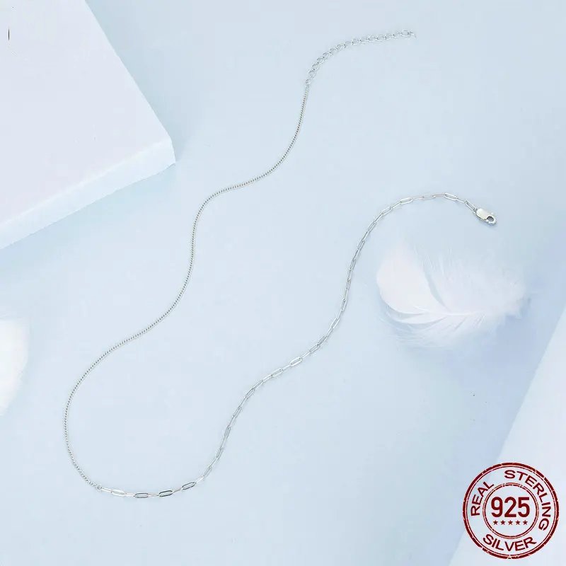 925 sterling silver necklace with white gold plated.