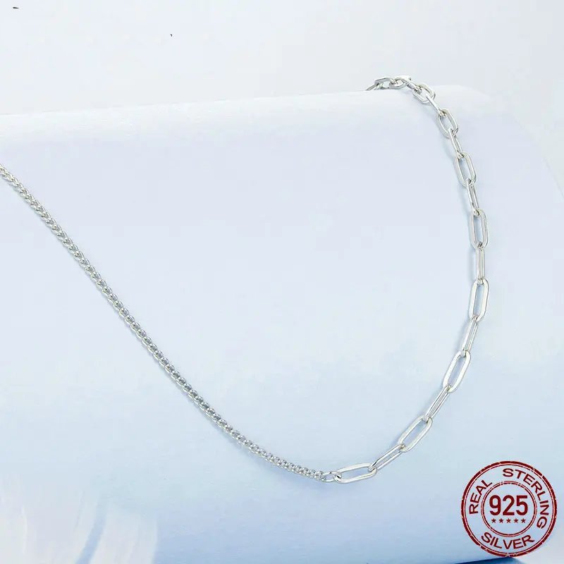 925 sterling silver necklace with white gold plated.