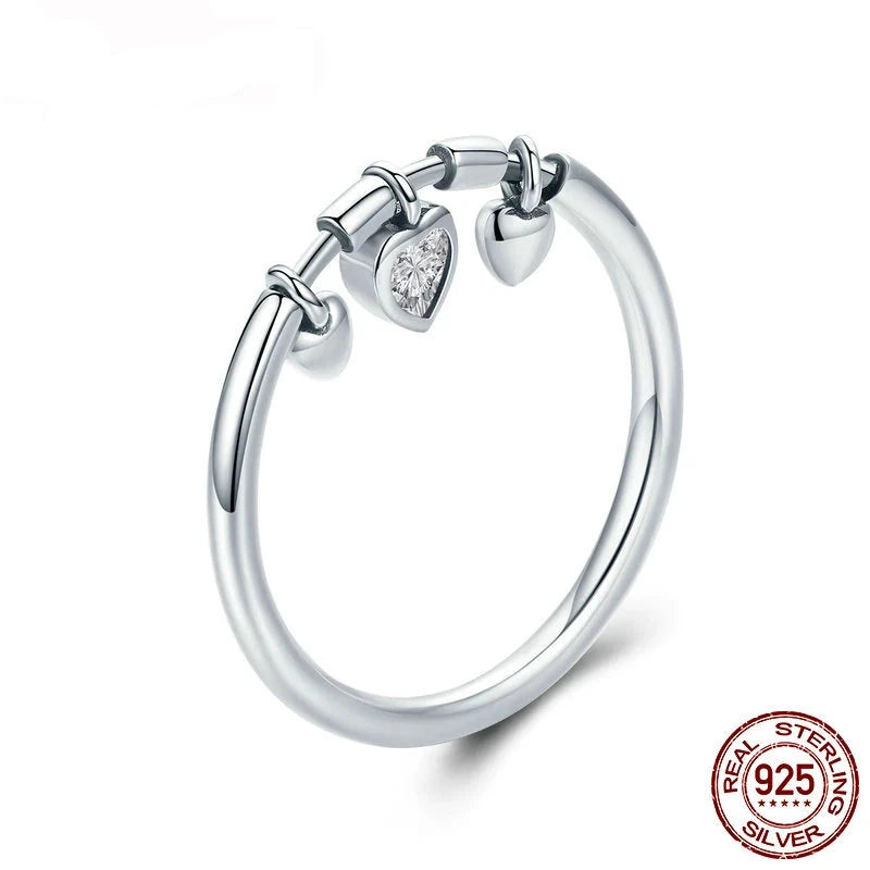 Pure 925 Sterling Silver Heart Ring.