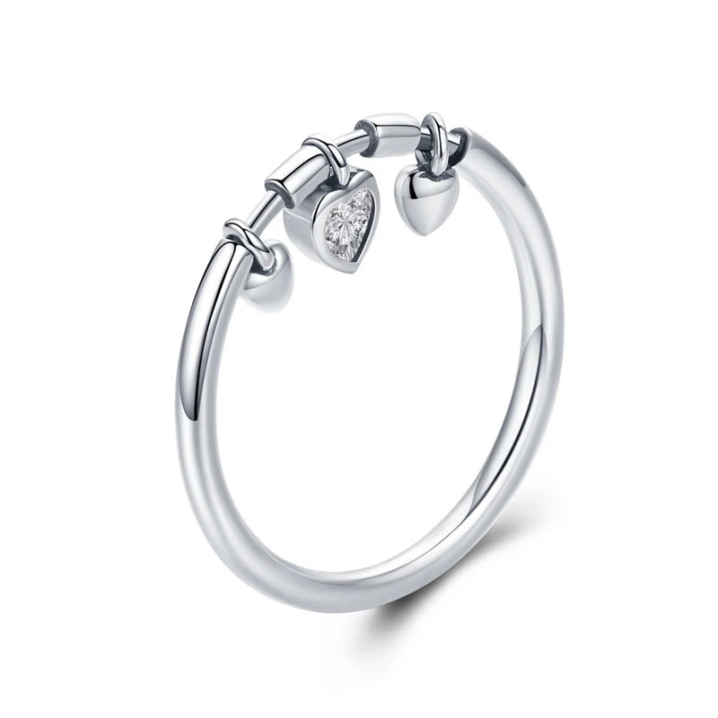 Pure 925 Sterling Silver Heart Ring.