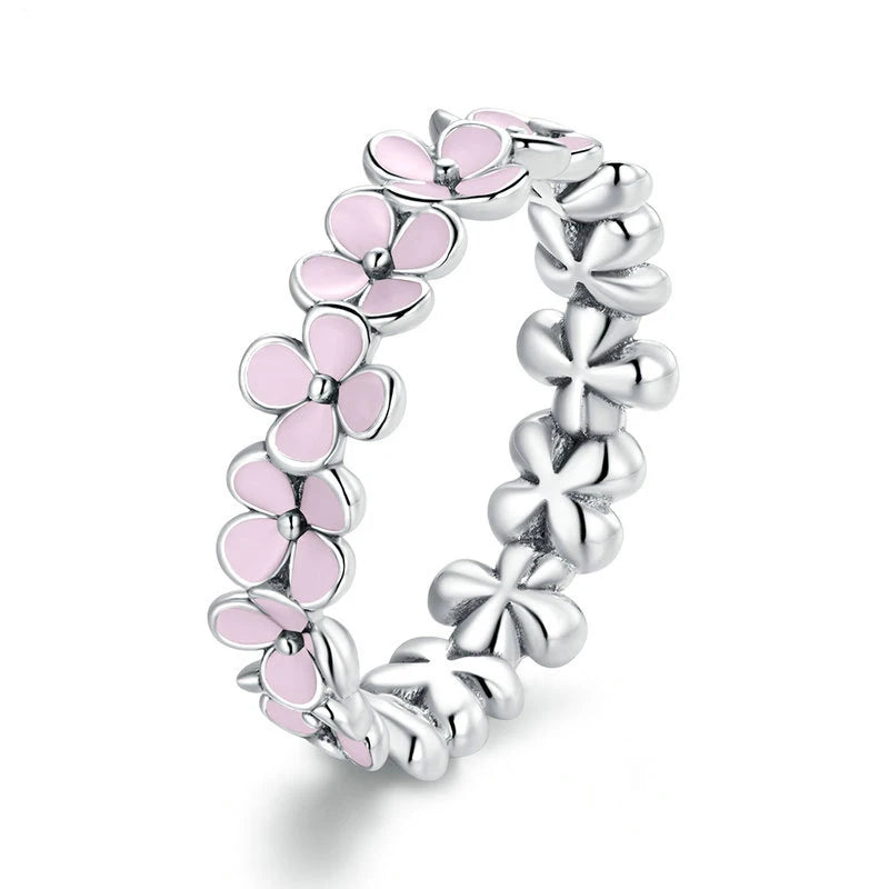 Pure S925 sterling silver Pink Wreath ring.