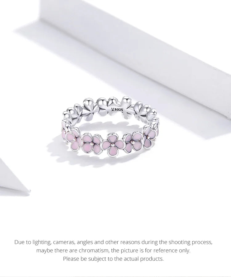 Pure S925 sterling silver Pink Wreath ring.