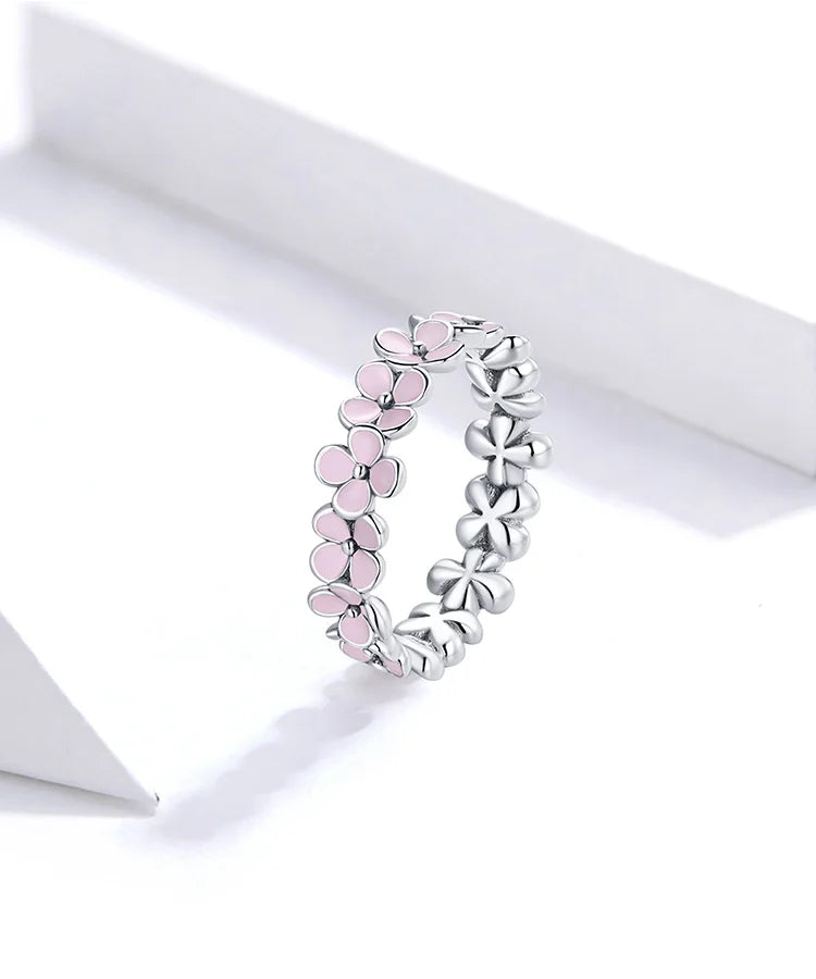 Pure S925 sterling silver Pink Wreath ring.