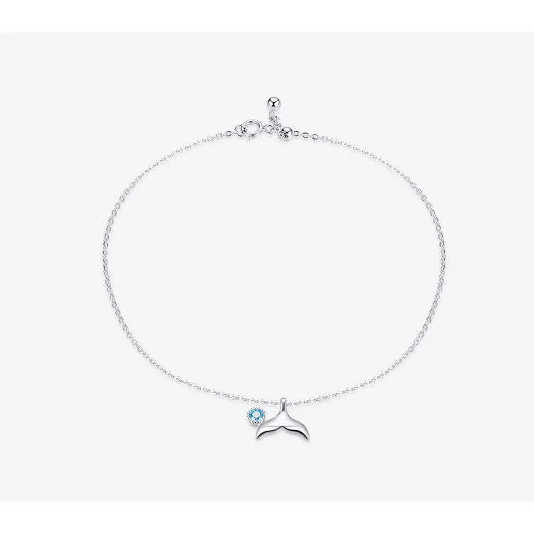 Ocean Blue Mermaid Anklet 925 Sterling Silver. SCT 004.