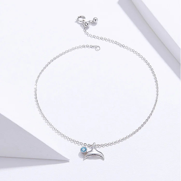 Ocean Blue Mermaid Anklet 925 Sterling Silver. SCT 004.