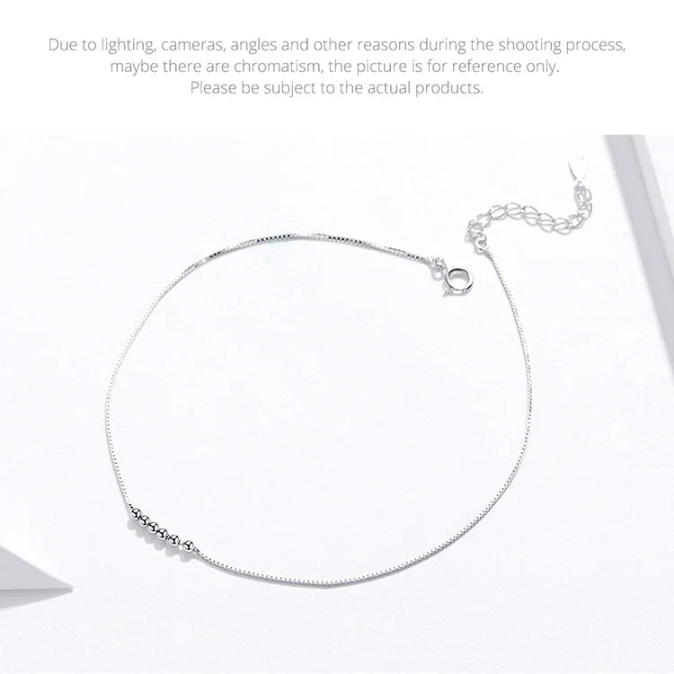 Genuine 925 Sterling Silver Small Beads Anklet, SCT007.