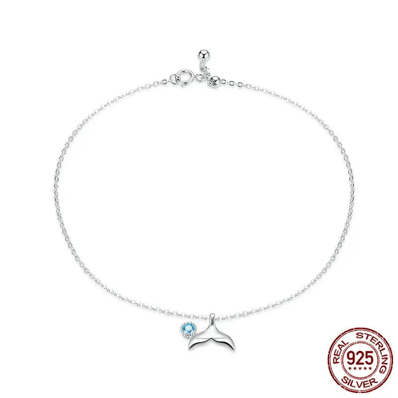 Ocean Blue Mermaid Anklet 925 Sterling Silver. SCT 004.