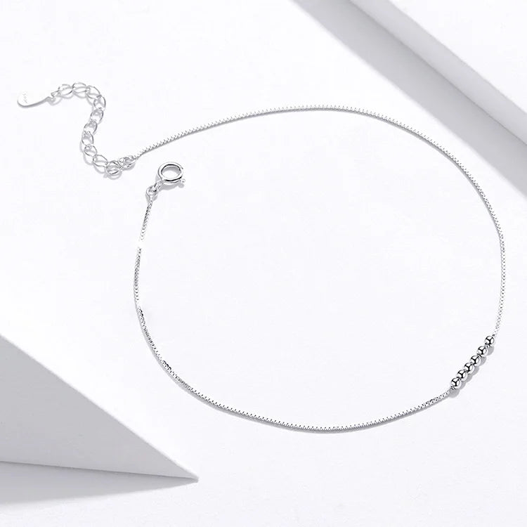 Genuine 925 Sterling Silver Small Beads Anklet, SCT007.