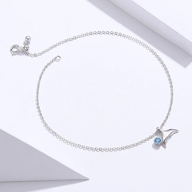 Ocean Blue Mermaid Anklet 925 Sterling Silver. SCT 004.