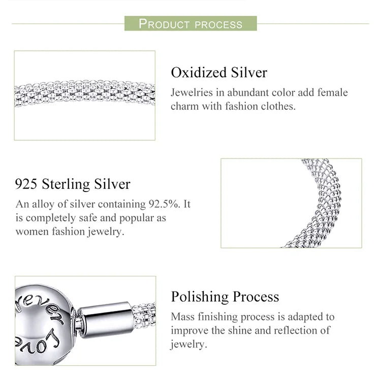 Pure 925 Sterling Silver Snake Chain Bracelet.