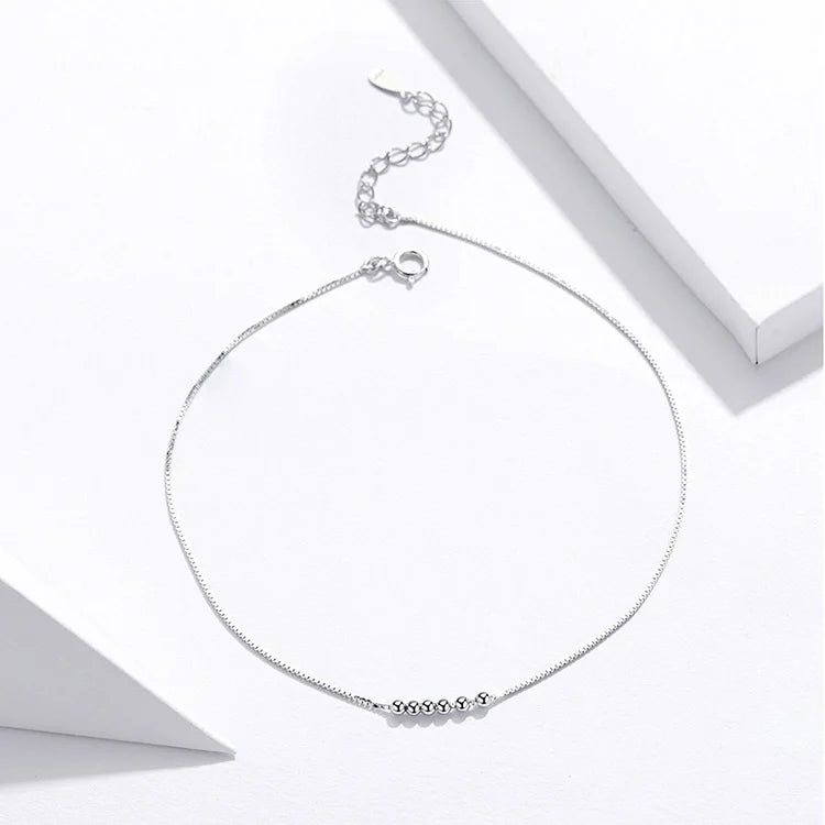 Genuine 925 Sterling Silver Small Beads Anklet, SCT007.